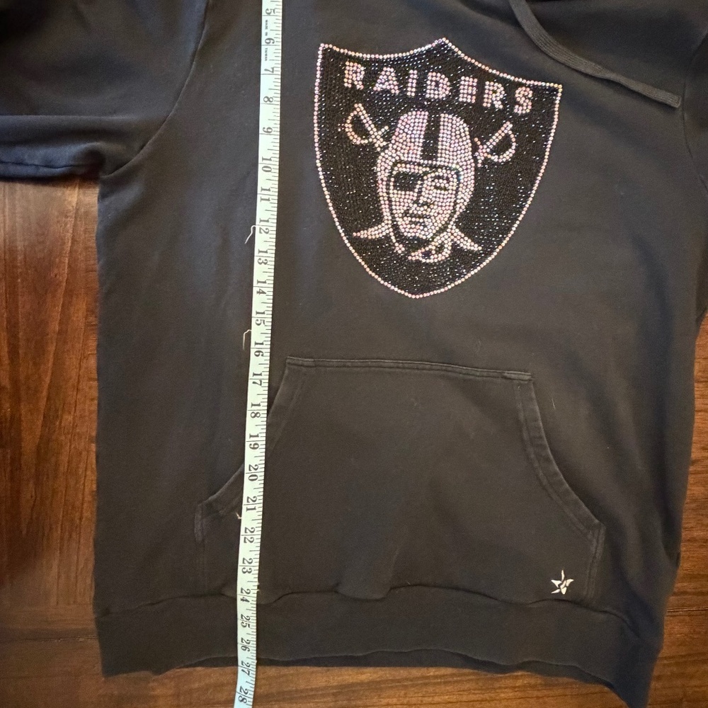 Rebel Athletics Raiders Rhinestone Embellished Black Hoodie, Size Large - Picture 10 of 14